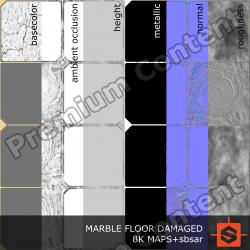 PBR substance material of marble floor damaged created in substance designer for graphic designers and game developers